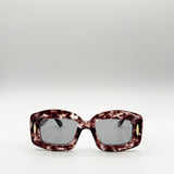 Oversized Chunky Rectangle Sunglasses in Brown multi
