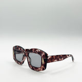 Oversized Chunky Rectangle Sunglasses in Brown multi