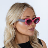 Oval Cat-Eye Sunglasses in Hot Pink