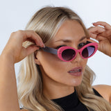 Oval Cat-Eye Sunglasses in Hot Pink