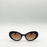 Oval Cat-Eye Sunglasses in Navy Red