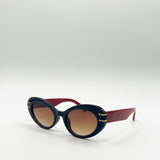 Oval Cat-Eye Sunglasses in Navy Red