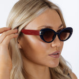 Oval Cat-Eye Sunglasses in Navy Red