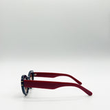 Oval Cat-Eye Sunglasses in Navy Red