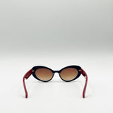 Oval Cat-Eye Sunglasses in Navy Red