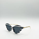 Cat-Eye Sunglasses in Black White Stripe
