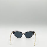 Cat-Eye Sunglasses in Black White Stripe