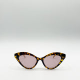 Cat-Eye Sunglasses with Thin Chain Arm Tortoise