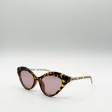 Cat-Eye Sunglasses with Thin Chain Arm Tortoise