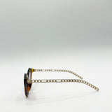 Cat-Eye Sunglasses with Thin Chain Arm Tortoise