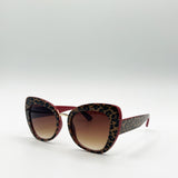 Oversized Cat-Eye Sunglasses in Brown Red