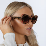 Oversized Cat-Eye Sunglasses in Brown Red