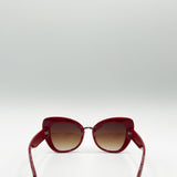 Oversized Cat-Eye Sunglasses in Brown Red