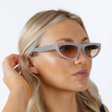 Retro Oval Sunglasses in Light Grey