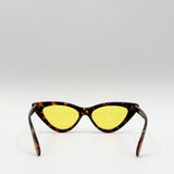 Tortoiseshell Cat-Eye Sunglasses with Yellow Lense