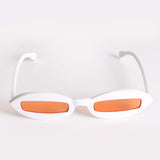 Slim Oval Retro Sunglasses In White