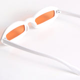 Slim Oval Retro Sunglasses In White