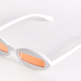 Slim Oval Retro Sunglasses In White