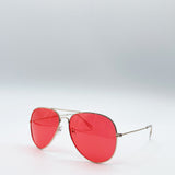 Metal Frame Aviator Sunglasses with Red Lenses
