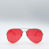 Metal Frame Aviator Sunglasses with Red Lenses