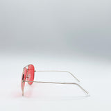 Metal Frame Aviator Sunglasses with Red Lenses