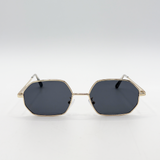 Oval Geometric Metal Frame Sunglasses Black Gold