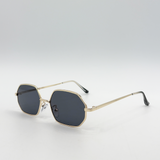 Oval Geometric Metal Frame Sunglasses Black Gold