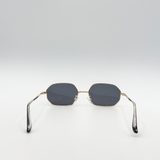 Oval Geometric Metal Frame Sunglasses Black Gold
