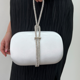 Clutch bag with Crystal Strap Handle in Silver