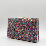 Embellished Square Clutch Bag in Multi