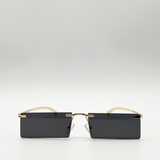 Frameless rectangle sunglasses with metal arms