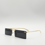 Frameless rectangle sunglasses with metal arms