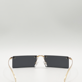 Frameless rectangle sunglasses with metal arms