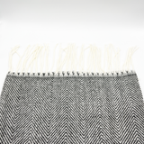 Herringbone Tassle Scarf In Black and White