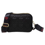 Heart Quilted Crossbody Camera Bag in Black