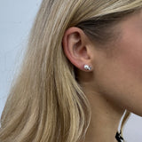 Mini Pearl Diamante Earrings in Silver