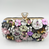 Black Floral Applique Clutch Bag