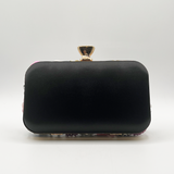 Black Floral Applique Clutch Bag