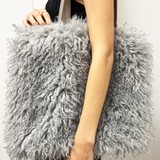 Grey Shaggy Fur shopper bag
