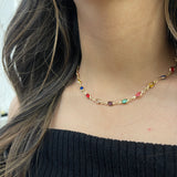Multicolour Oval Chain Necklace