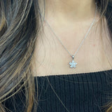 Floral Crystal Pendant Necklace in Silver