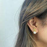 Floral Pearl Stud Earrings in Gold