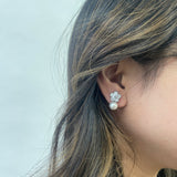 Floral Pearl Stud Earrings in Silver