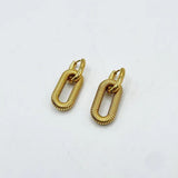 Ribbed Oval Hoop Earrings in Gold