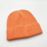 Ribbed Beanie Hat in Coral