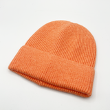 Ribbed Beanie Hat in Coral