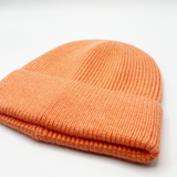 Ribbed Beanie Hat in Coral
