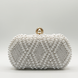 White Pearl beaded clutch bag