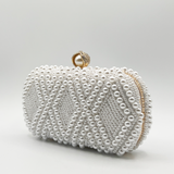 White Pearl beaded clutch bag