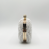 White Pearl beaded clutch bag
